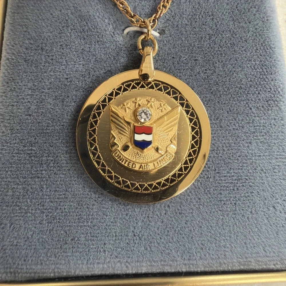 vintage United Airlines employee service award pendant